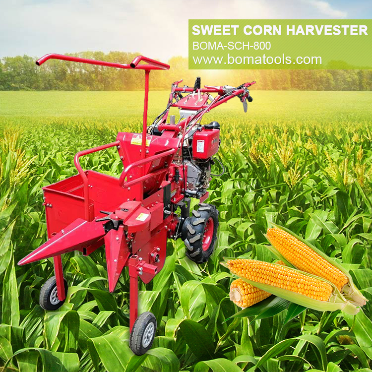 Hand Operate Walk-behind Tractor Mounted Mini Sweet Corn Harvesting Machine